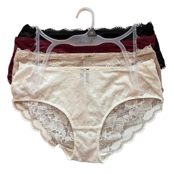 Rene Rofe Other - Rene Rolfe 4 Pack Cheeky Panties Black White Beige Maroon Size Medium